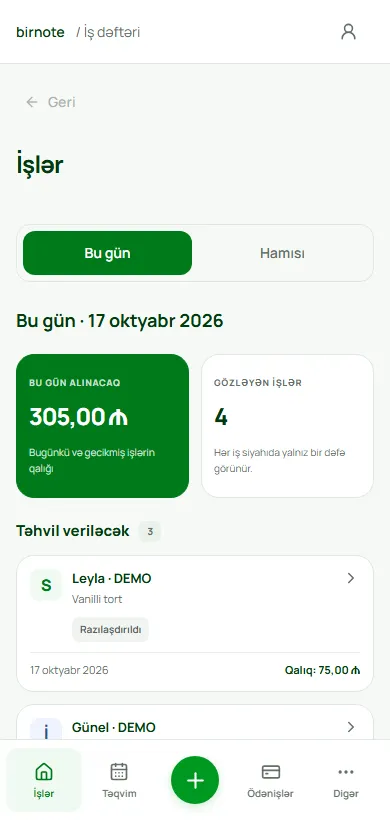 Masanızda da, əlinizin altında da. — Nümayiş məlumatları · tətbiqin real görünüşü